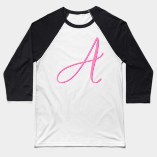 Letter A Hot Pink Initial Baseball T-Shirt